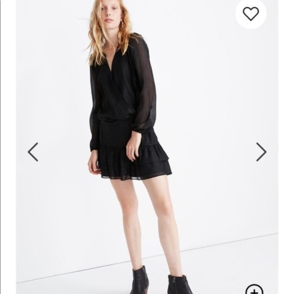 Madewell Shimmer Lyric Wrap Black Top Size Small